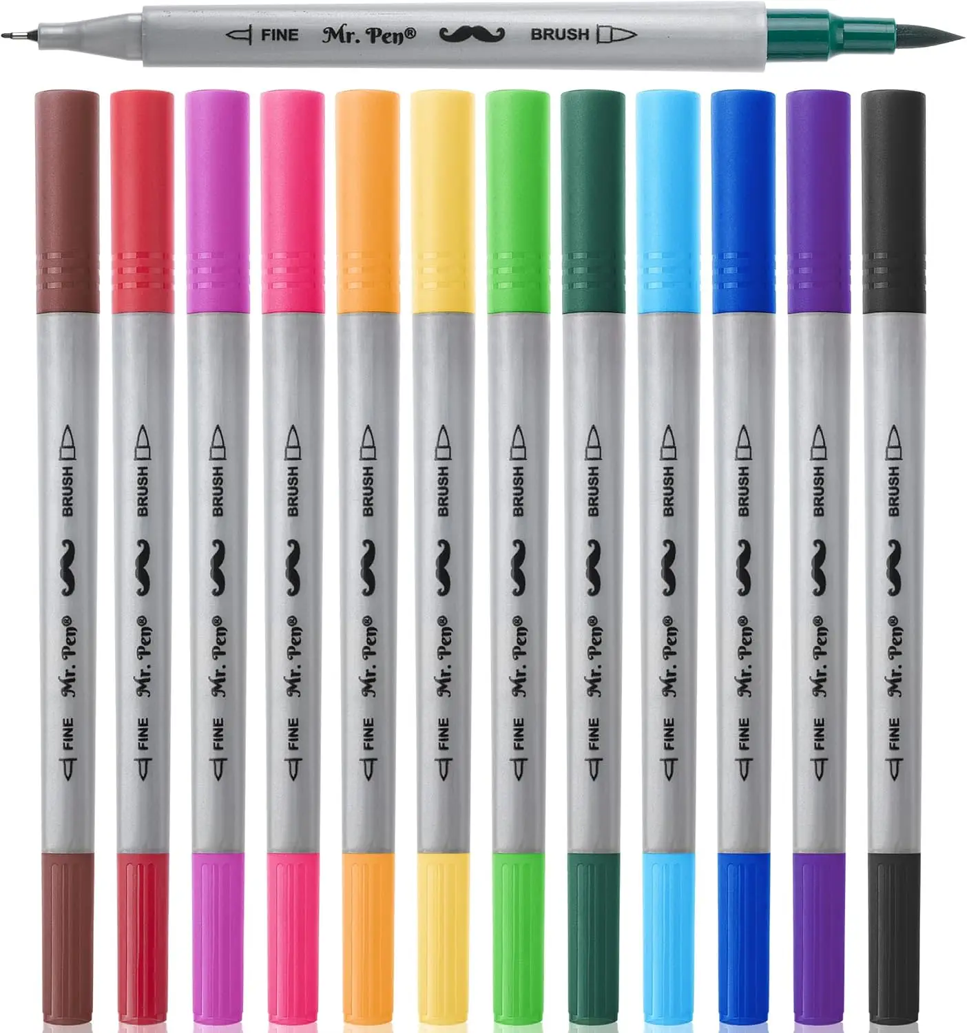 Dual Tip Brush Pens 12 Colors Art Markers for Coloring with Flexible Brush and Fine Tip
Dual Tip Brush Pens 12 Colors Art Markers for Coloring with Flexible Brush and Fine Tip