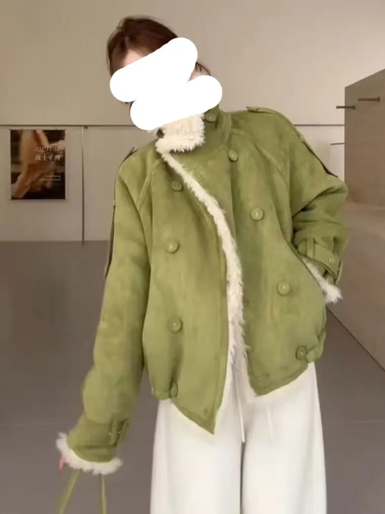 Retro Stand Collar Faux Fur ort Jaet Women's Autumn Winter Thiened Lamb Fur Biker Workwear Jaet Top Warm Stand Fit
Retro Stand Collar Faux Fur ort Jaet Women's Autumn Winter Thiened Lamb Fur Biker Workwear Jaet Top Warm Stand Fit