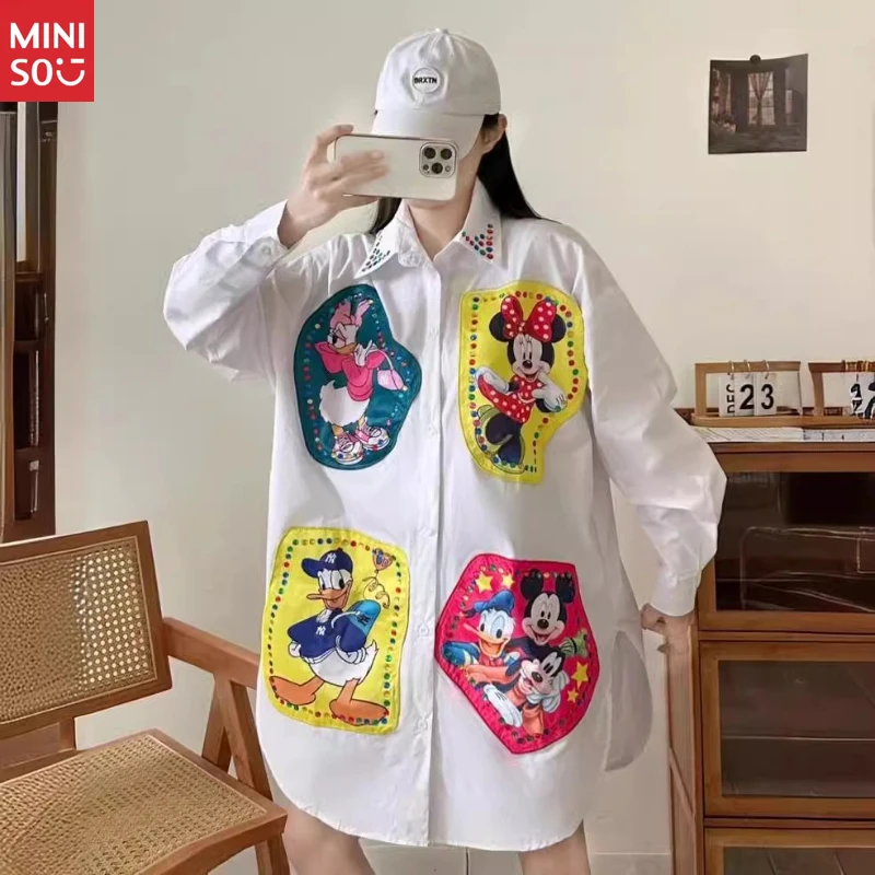 Рубашка оверсайз Miniso Edgy 2025г. | Женская уличная блузка, модный свободный крой 
Рубашка оверсайз Miniso Edgy 2025г. | Женская уличная блузка, модный свободный крой