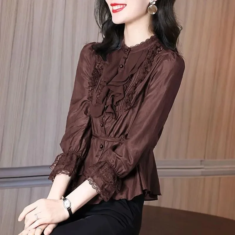 Autumn Women's 2025 New French Design Chic Small Waist Ruffled Three-quarter Sleeve Shirt Top
Autumn Women's 2025 New French Design Chic Small Waist Ruffled Three-quarter Sleeve Shirt Top