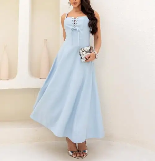 Solid Color Backless Casual Dress with Square Neckline, Hollowed Out Lace Up, Sleeveless A-Line Suspender Dress for Summer
Solid Color Backless Casual Dress with Square Neckline, Hollowed Out Lace Up, Sleeveless A-Line Suspender Dress for Summer