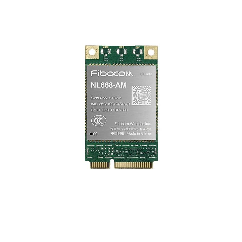 Fibocom NL668-AM mini pcie LTE Cat4 module for North America LTE-FDD B2/4/5/12/13/17/66/71 WCDMA B2/4/5
Fibocom NL668-AM mini pcie LTE Cat4 module for North America LTE-FDD B2/4/5/12/13/17/66/71 WCDMA B2/4/5