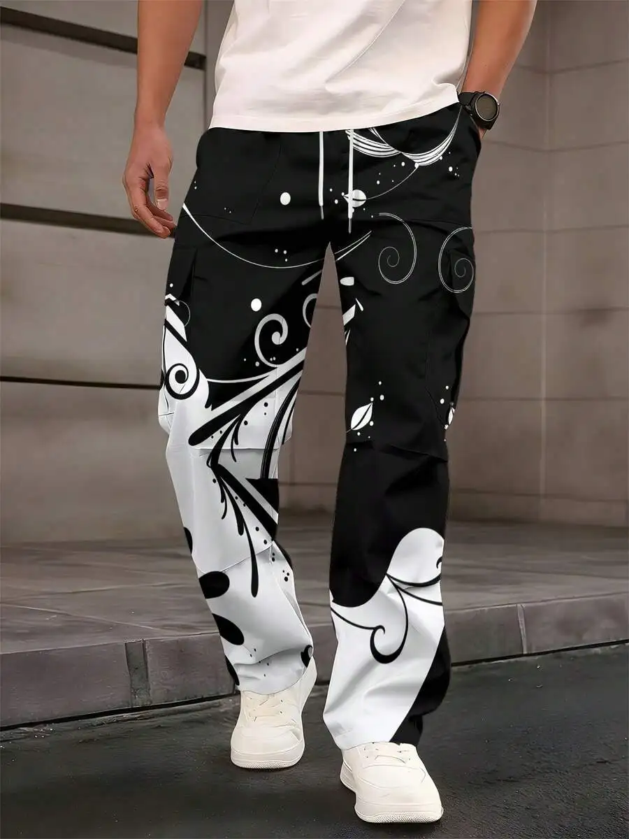 Mens Casual Straight Leg Pants With Abstract Swirls Print Elastic Drawstring Waist Multi Pocket
Mens Casual Straight Leg Pants With Abstract Swirls Print Elastic Drawstring Waist Multi Pocket