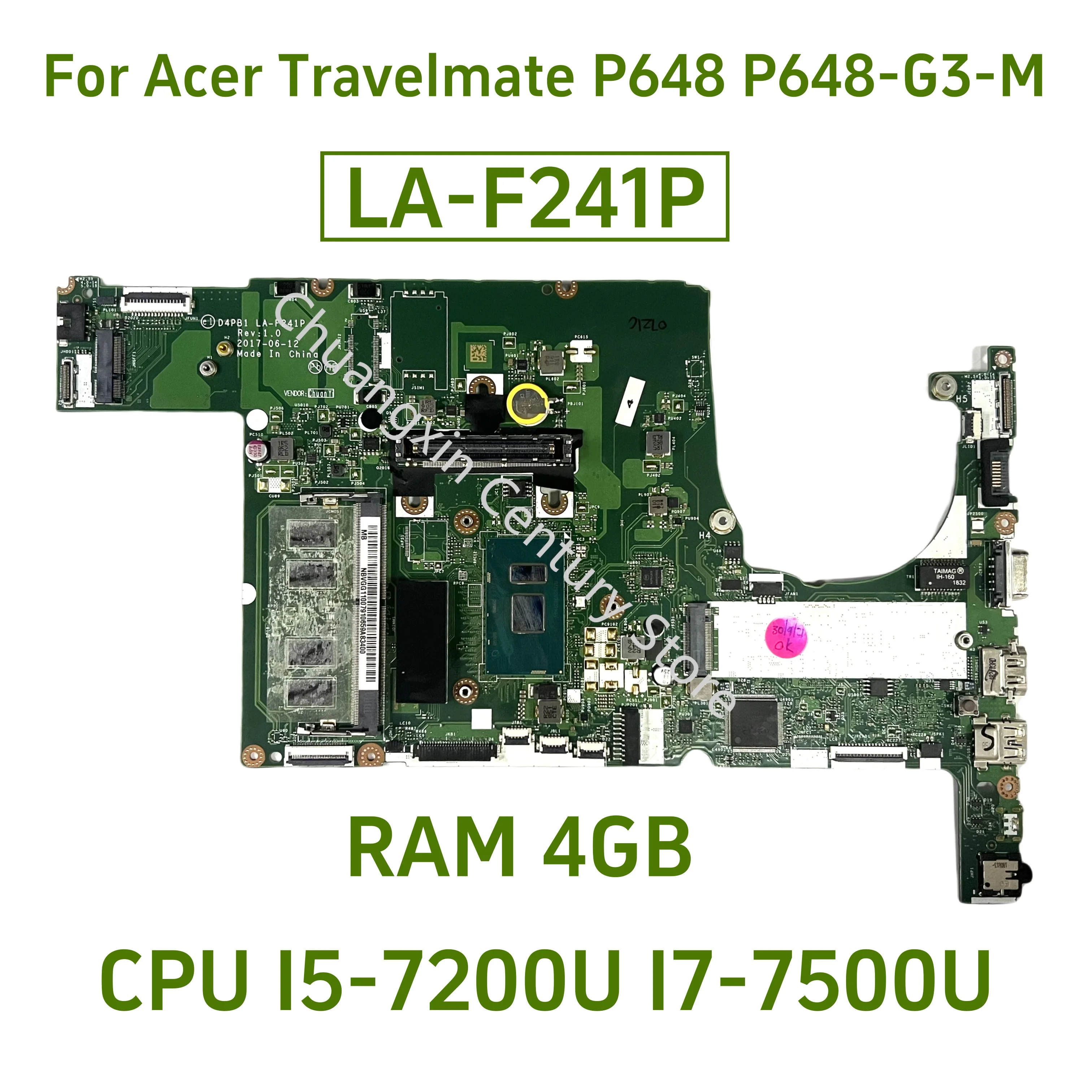 D4PB1 LA-F241P подходит для ACER Travelmate P648 P648-G3-M Материнская плата ноутбука, ЦП i5 i7 RAM 4G 100% протестирован и прошел
D4PB1 LA-F241P подходит для ACER Travelmate P648 P648-G3-M Материнская плата ноутбука, ЦП i5 i7 RAM 4G 100% протестирован и прошел