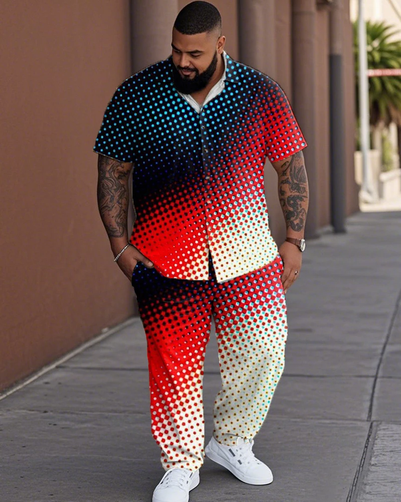 S-9XL Мужская рубашка больших размеров с градиентом омбре с короткими рукавами и брюки, комплект из 2 предметов, повседневный свободный крой, летний комплект
S-9XL Мужская рубашка больших размеров с градиентом омбре с короткими рукавами и брюки, комплект из 2 предметов, повседневный свободный крой, летний комплект