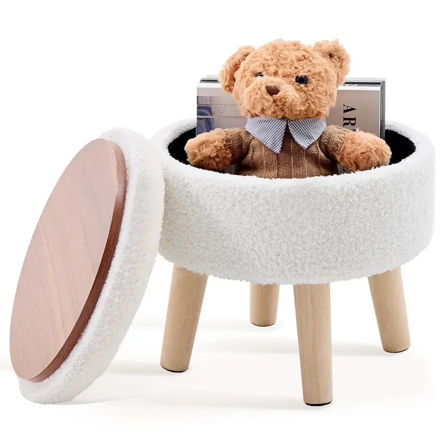 Versatile Storage Ottoman, Round Footstool with Soft Padded Seat, Small End Table with 4 Wood Legs, Teddy Velvet Foot Rest for
Versatile Storage Ottoman, Round Footstool with Soft Padded Seat, Small End Table with 4 Wood Legs, Teddy Velvet Foot Rest for