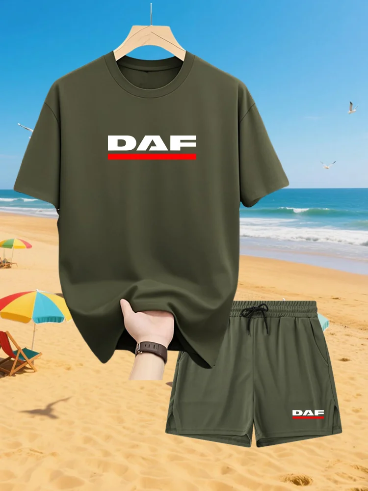 Новый летний спортивный костюм DAF, мужская футболка с короткими рукавами и шорты, комплект из двух предметов, спортивная одежда, мужской повседневный быстросохнущий комплект для фитнеса
Новый летний спортивный костюм DAF, мужская футболка с короткими рукавами и шорты, комплект из двух предметов, спортивная одежда, мужской повседневный быстросохнущий комплект для фитнеса