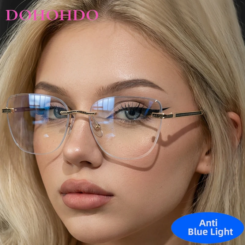 Rimless Metal Cat Eye Paillette Glasses Blue Light Blocking Women Men Trend Designer Optical Computer Eye Protection Eyeglasses
Rimless Metal Cat Eye Paillette Glasses Blue Light Blocking Women Men Trend Designer Optical Computer Eye Protection Eyeglasses