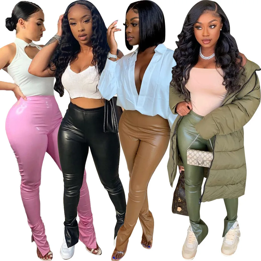 2024 Women's Pants Fashion High Waist PU Leather Sexy Tight Open Leg Pants Pantalones Mujer Modernos Pantalones Elegantes Mujer
2024 Women's Pants Fashion High Waist PU Leather Sexy Tight Open Leg Pants Pantalones Mujer Modernos Pantalones Elegantes Mujer