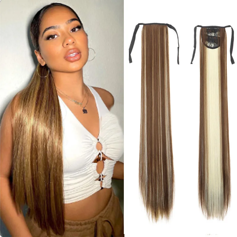 32-дюймовый синтетический длинный прямой хвост на шнурке, зажим для наращивания волос, черный блондин, шиньон для женщин
32-дюймовый синтетический длинный прямой хвост на шнурке, зажим для наращивания волос, черный блондин, шиньон для женщин