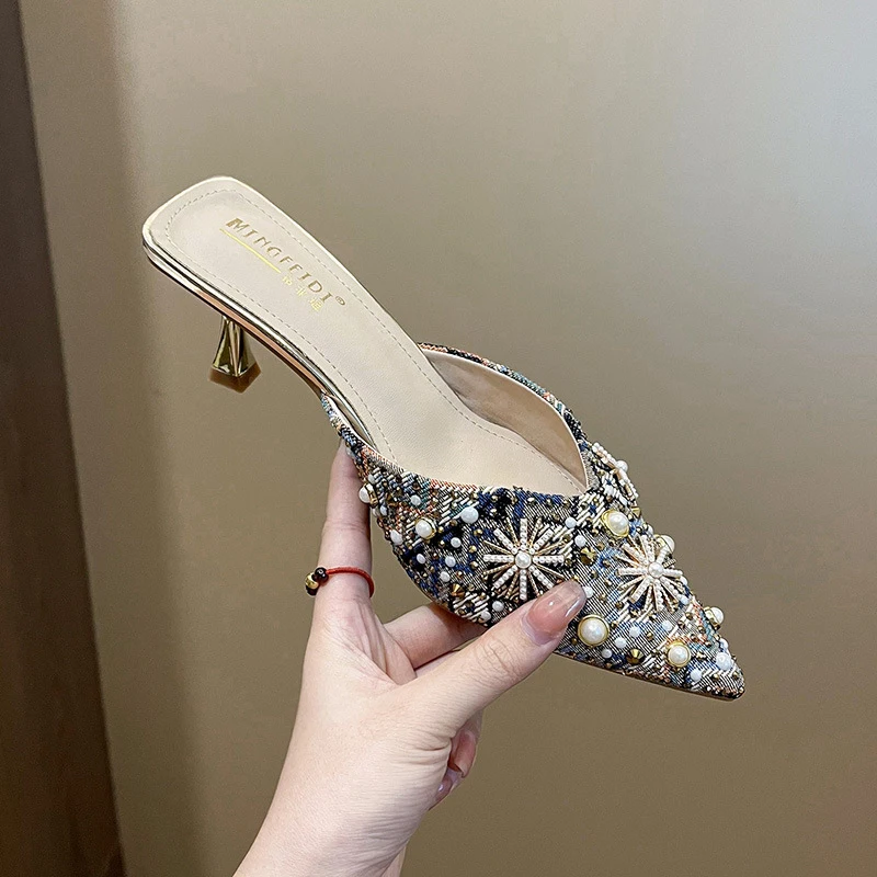 2026New summer model: trendy rhinestone half-slippers, closed-toe sandals, high-heeled slippers for womenfashionable thin-heeled
2026New summer model: trendy rhinestone half-slippers, closed-toe sandals, high-heeled slippers for womenfashionable thin-heeled