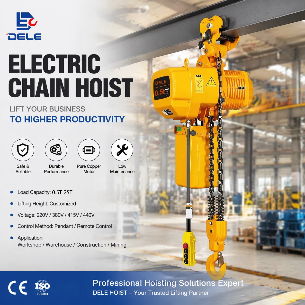 0.5T to 7.5T Electric Chain Hoist with Electric Trolley Professional Industrial Grade Power Hoist with CE Certificate Pro
0.5T to 7.5T Electric Chain Hoist with Electric Trolley Professional Industrial Grade Power Hoist with CE Certificate Pro