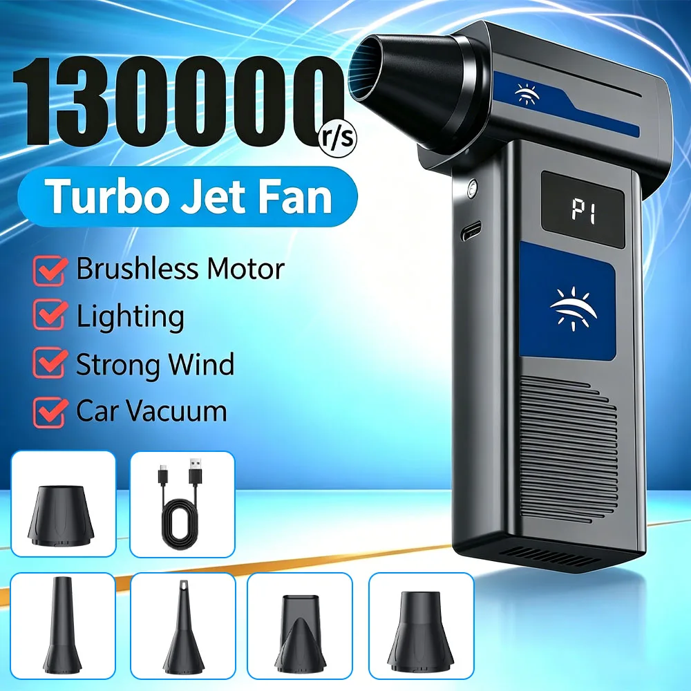 Turbo Fan Wind Super Power 130000RPM Turbo Air Blower Fan Jet Brushless Motor with 4000mAh Rechargeable Battery Car Cleaning
Turbo Fan Wind Super Power 130000RPM Turbo Air Blower Fan Jet Brushless Motor with 4000mAh Rechargeable Battery Car Cleaning