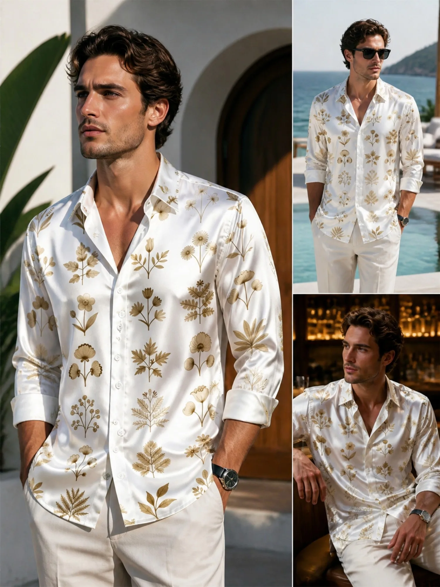 Mens Satin Long Sleeve Button Down Printed Dress Shirt Refined Glossy Fabric Smart For Business Commute Office Work Everyday Wea
Mens Satin Long Sleeve Button Down Printed Dress Shirt Refined Glossy Fabric Smart For Business Commute Office Work Everyday Wea