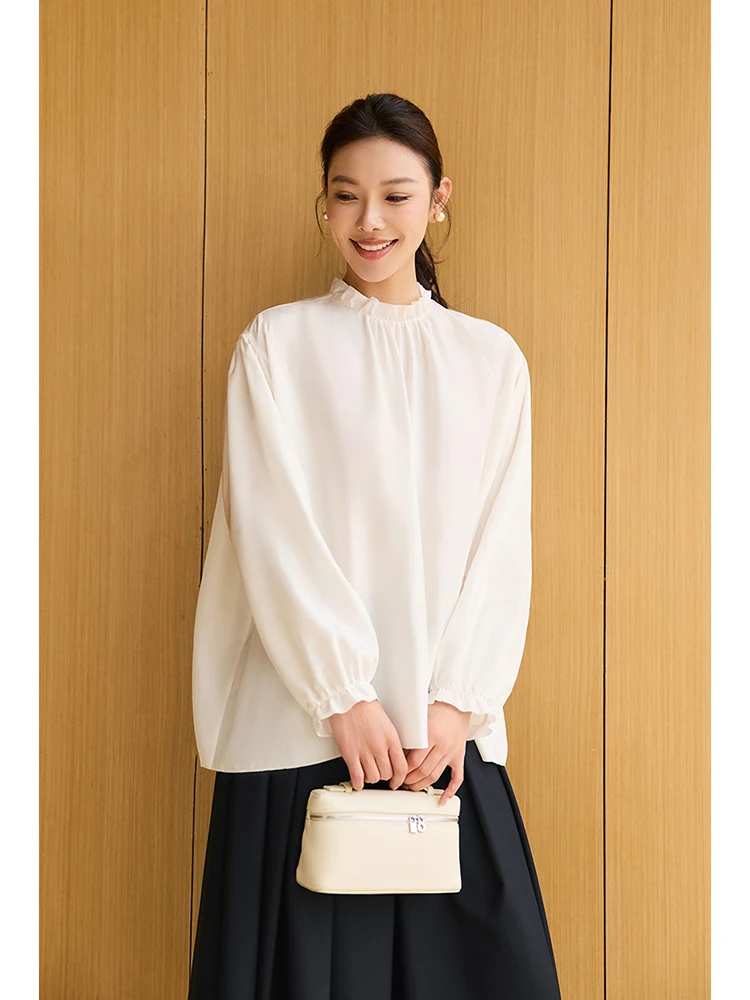 Ele Handmade Lace Trim Pure Silk White irt Ningxia jian Transparent Oxygen Loose Fit Casual Sle Long Sve Stand C...
Ele Handmade Lace Trim Pure Silk White irt Ningxia jian Transparent Oxygen Loose Fit Casual Sle Long Sve Stand C...