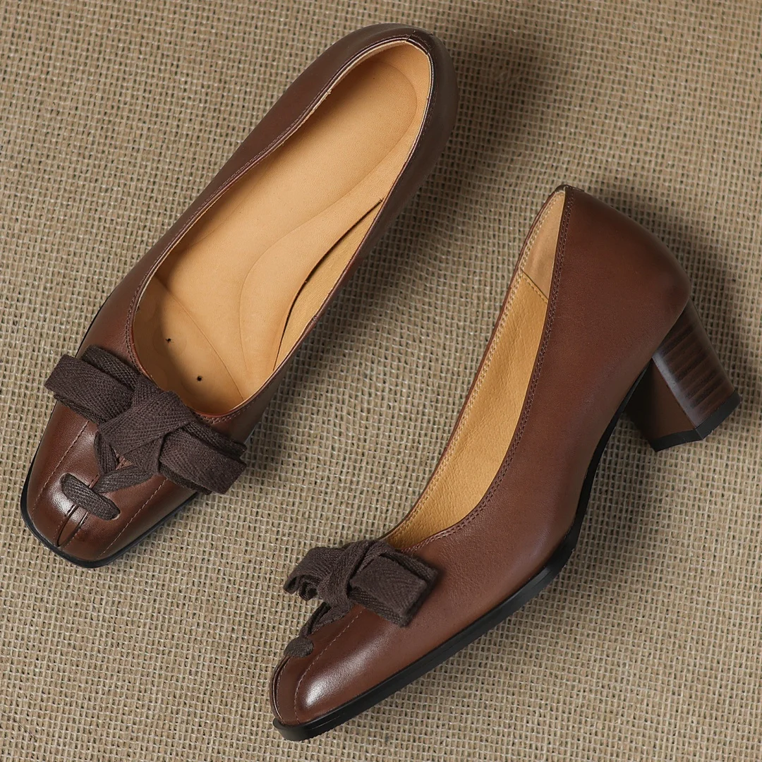 danxuefei women's cow leather square toe sweet bowtie slip-on pumps 5cm thick med heel elegant ladies OL style slim dress shoes
danxuefei women's cow leather square toe sweet bowtie slip-on pumps 5cm thick med heel elegant ladies OL style slim dress shoes