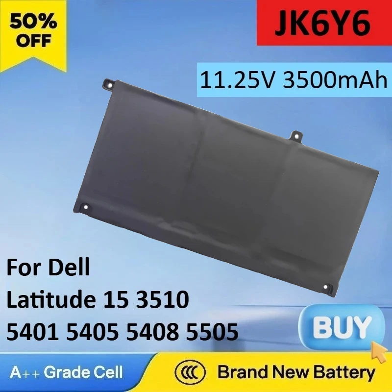 JK6Y6 11.25V 3500mAh 40Wh Laptop Battery for Dell 5NDNH CF5RH Latitude 3410 3510 Inspiron P129G P130G C5KG6 5301 5400 5406 5502
JK6Y6 11.25V 3500mAh 40Wh Laptop Battery for Dell 5NDNH CF5RH Latitude 3410 3510 Inspiron P129G P130G C5KG6 5301 5400 5406 5502