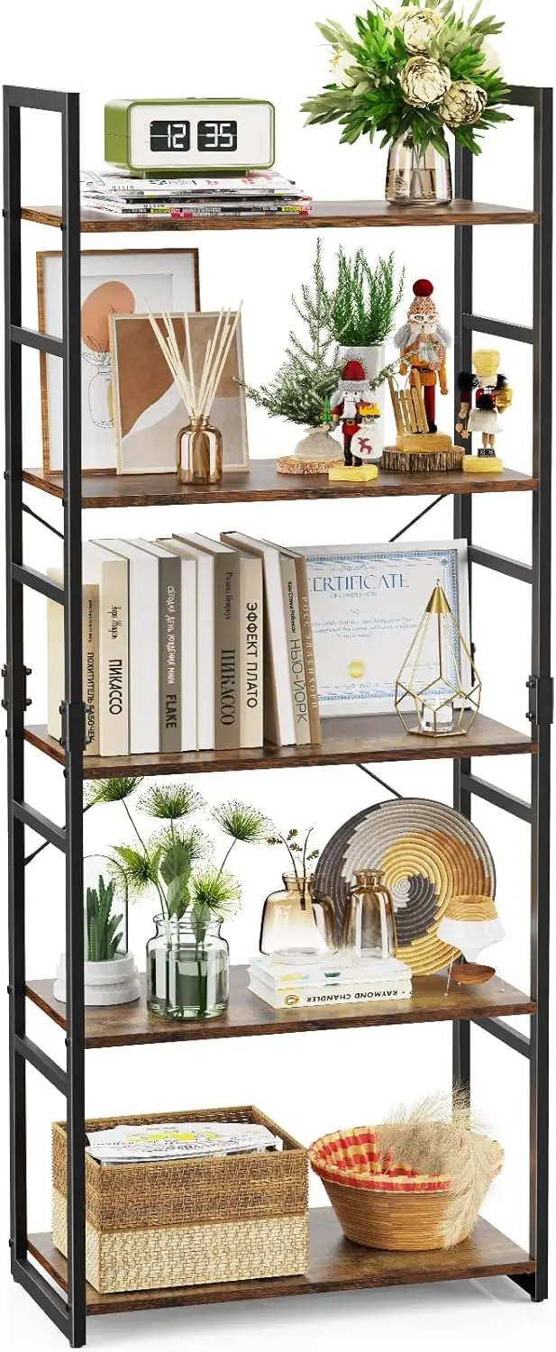 Bookshelf, 5 Tier Bookcase Tall, Storage Ladder Shelf, Standing Shelf for Book/Living Room/Office, Rustic Brown
Bookshelf, 5 Tier Bookcase Tall, Storage Ladder Shelf, Standing Shelf for Book/Living Room/Office, Rustic Brown