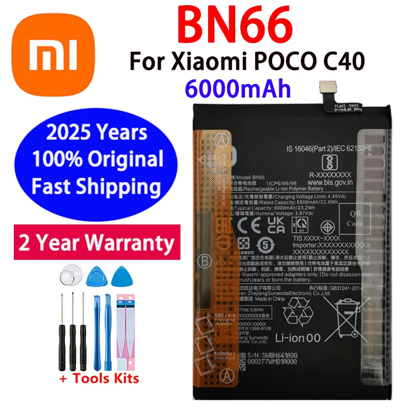 2025 Years 100% Original Replacement Battery BN66 For Xiaomi Mi POCO C40 Rechargeable Phone 6000mAh Batteries Bateria
2025 Years 100% Original Replacement Battery BN66 For Xiaomi Mi POCO C40 Rechargeable Phone 6000mAh Batteries Bateria