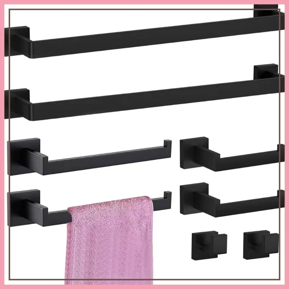 8-Piece Stainless Steel Bathroom Accessories Set, Wall Mounted Towel Rack 24 Inch
8-Piece Stainless Steel Bathroom Accessories Set, Wall Mounted Towel Rack 24 Inch