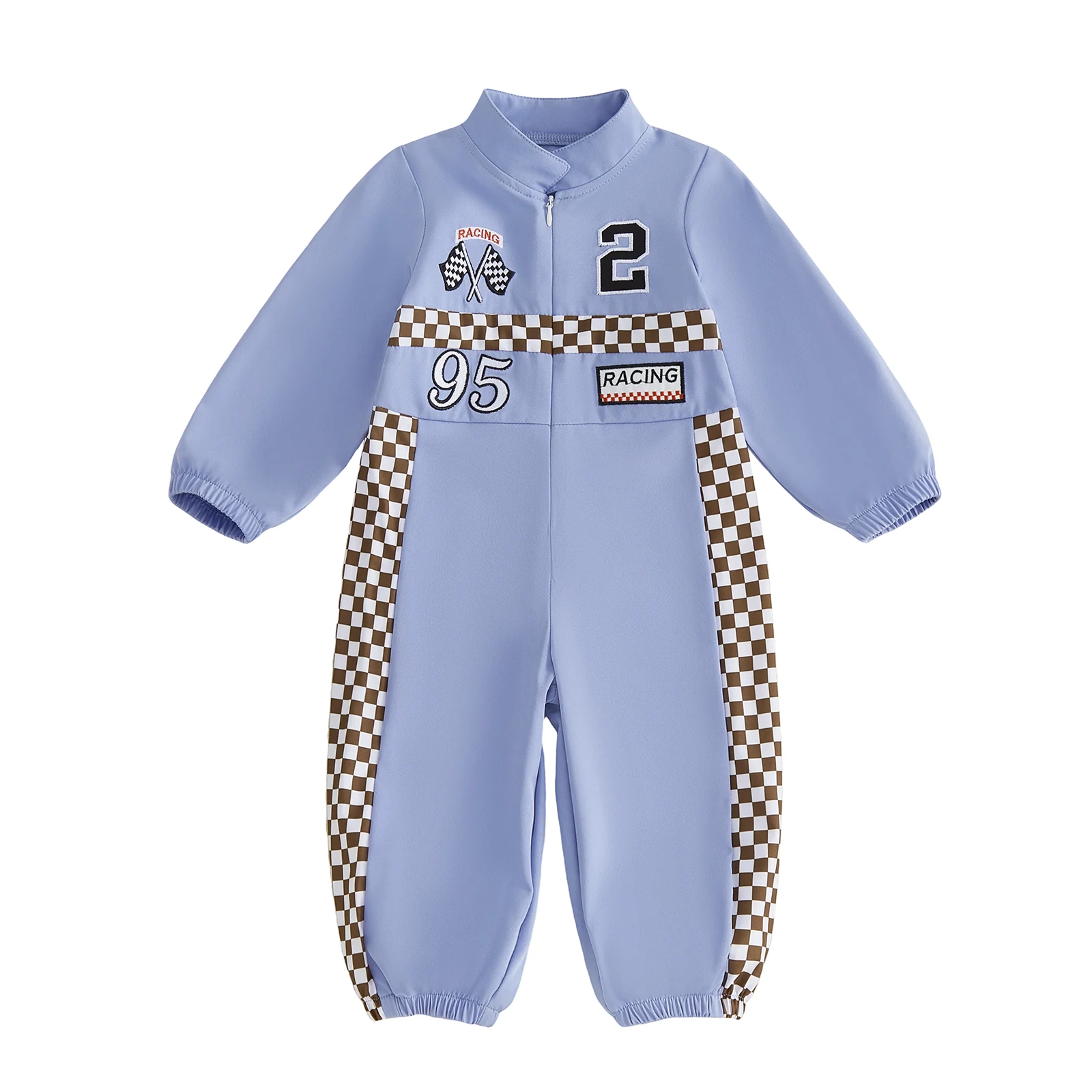 Infant Boy Girl Race Car Driver Costume Long Sleeve Stand Collar Plaid Print Numbers Embroidery Racing Romper
Infant Boy Girl Race Car Driver Costume Long Sleeve Stand Collar Plaid Print Numbers Embroidery Racing Romper
