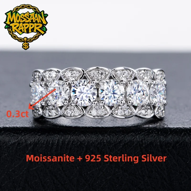 MossanRappr Six Stones 2.01cttw VVS1 Moissanite Diamond Rings 925 Sterling Silver Eternity Rings Hip Hop Jewelry Gifts for Women
MossanRappr Six Stones 2.01cttw VVS1 Moissanite Diamond Rings 925 Sterling Silver Eternity Rings Hip Hop Jewelry Gifts for Women