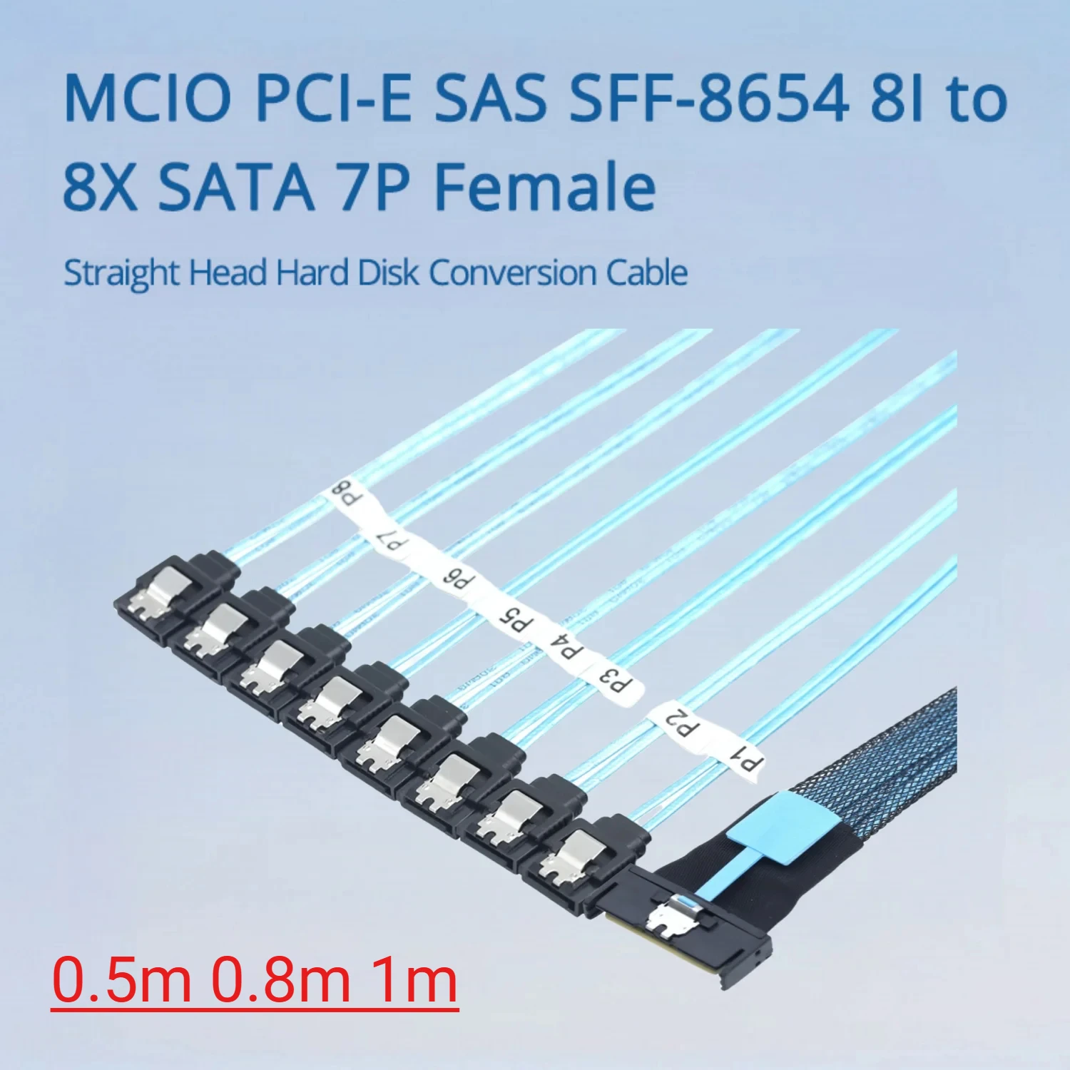 MCIO 74P PCIE SAS SFF-8654 8I PCI-E Ultraport Slimline 5.0 to 8X SATA 7P Female Straight Hard Disk Connection Cable 0.5M 0.8M 1M
MCIO 74P PCIE SAS SFF-8654 8I PCI-E Ultraport Slimline 5.0 to 8X SATA 7P Female Straight Hard Disk Connection Cable 0.5M 0.8M 1M