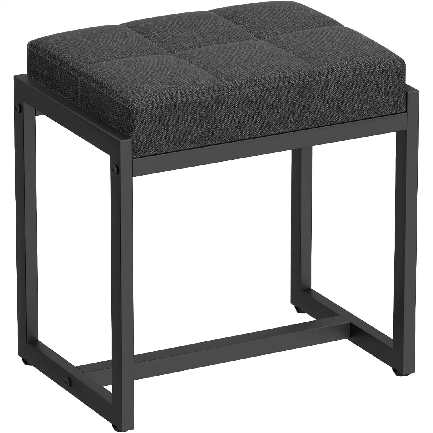 Vanity Stool for Makeup Room, Square Linen Padded Ottoman Foot Rest, Modern Dark Grey & Black, 300 lbs Capacity
Vanity Stool for Makeup Room, Square Linen Padded Ottoman Foot Rest, Modern Dark Grey & Black, 300 lbs Capacity