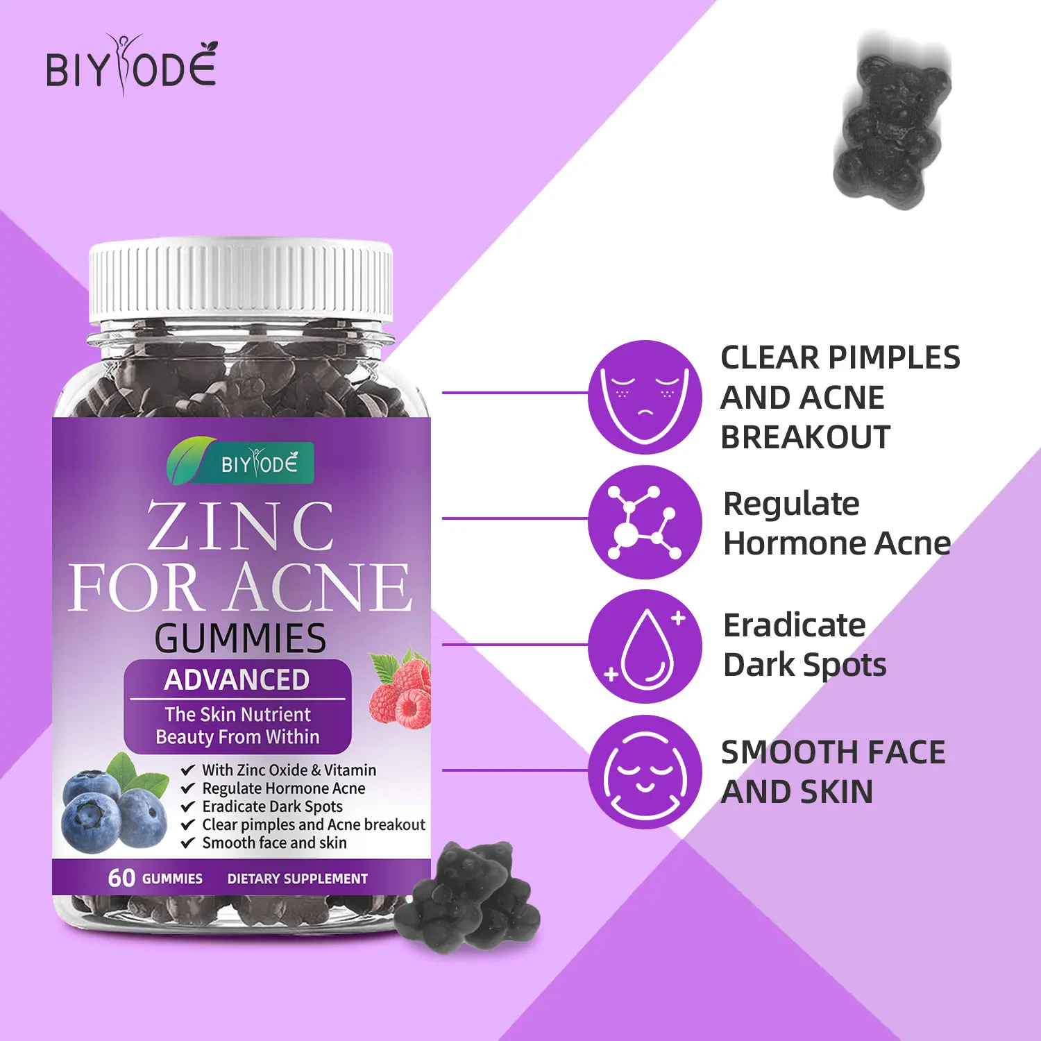 【BIYBODE】Zinc Gummies 60 Count, Immune System and Skin Health Supplement with Zinc Oxide for Adult Women Men
【BIYBODE】Zinc Gummies 60 Count, Immune System and Skin Health Supplement with Zinc Oxide for Adult Women Men