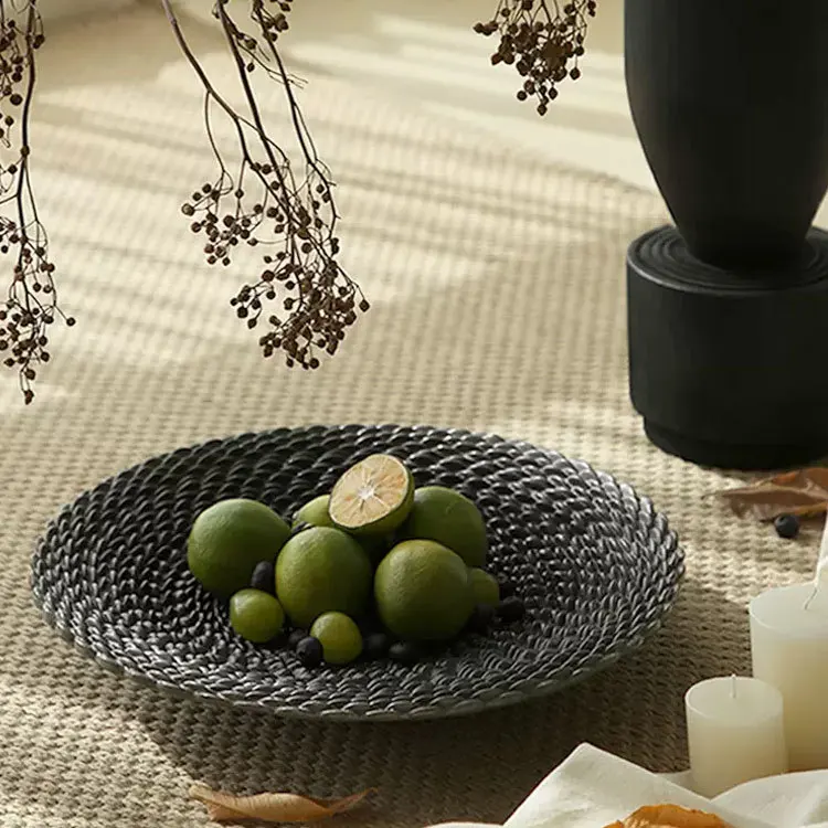 French vintage black woven fruit plate model room, hotel home, home coffee table, table decoration, art ornaments
French vintage black woven fruit plate model room, hotel home, home coffee table, table decoration, art ornaments
