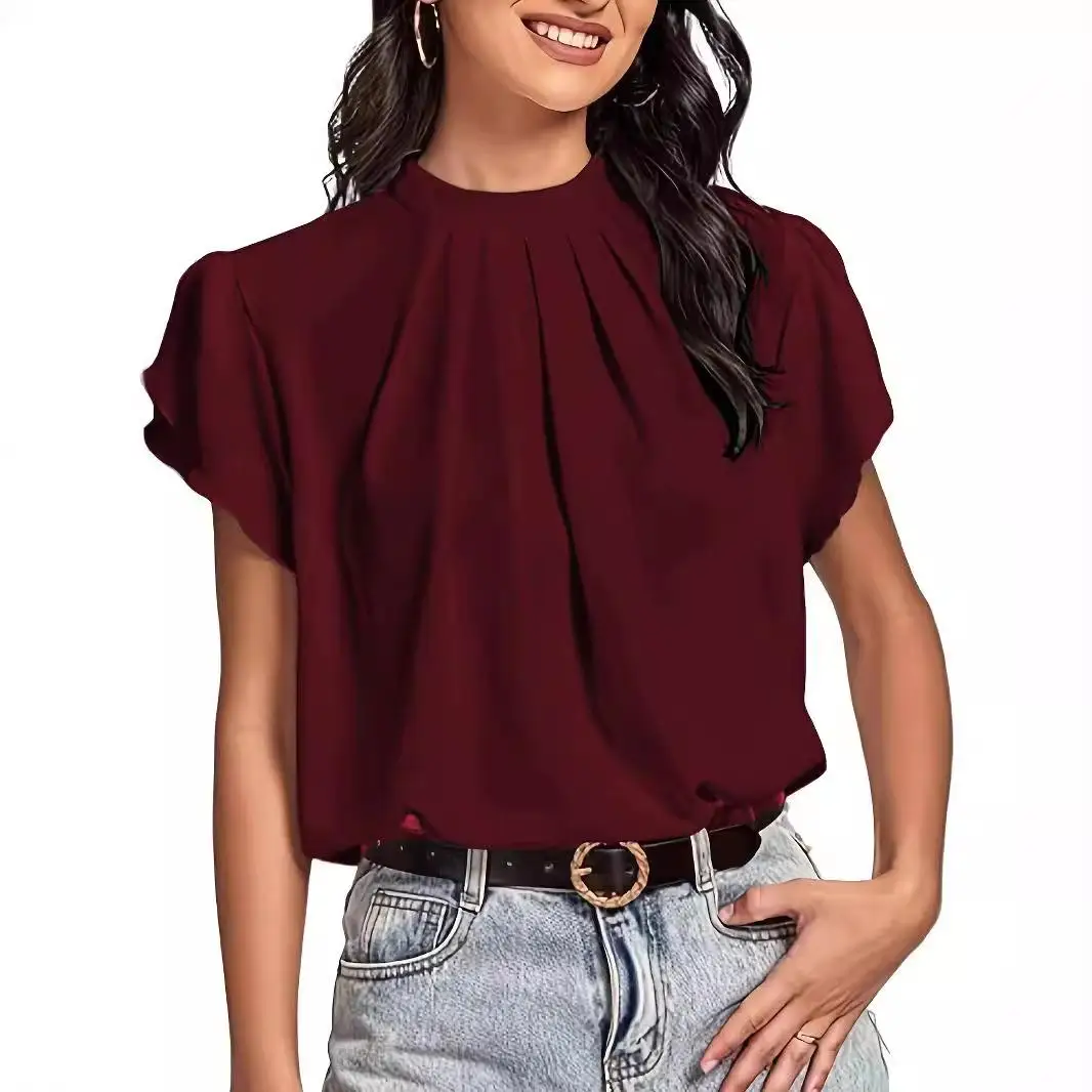 Elegant Women's Pleated Wrapped Short Sleeve Shirt Polyester Fabric Loose Fit Non-Shrinking Easy Care Summer Fashion Ladies' ...
Elegant Women's Pleated Wrapped Short Sleeve Shirt Polyester Fabric Loose Fit Non-Shrinking Easy Care Summer Fashion Ladies' ...