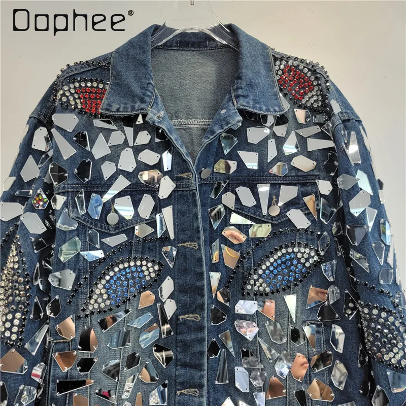 European American Style Fashion Unique Design Coat Women Heavy Handmade Beads Diamond Loose Versatile Denim Jackets
European American Style Fashion Unique Design Coat Women Heavy Handmade Beads Diamond Loose Versatile Denim Jackets