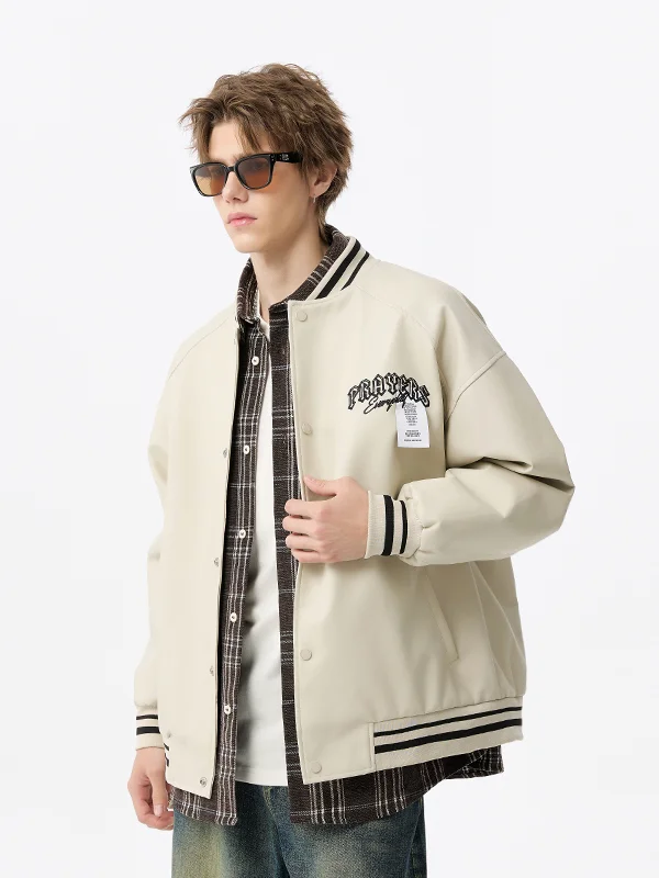 Trendy American Letter Embroidery PU Leather Baseball Jaet Loose Casual Men's Autumn Streetwear Versatile Zipper Closure Coat
Trendy American Letter Embroidery PU Leather Baseball Jaet Loose Casual Men's Autumn Streetwear Versatile Zipper Closure Coat