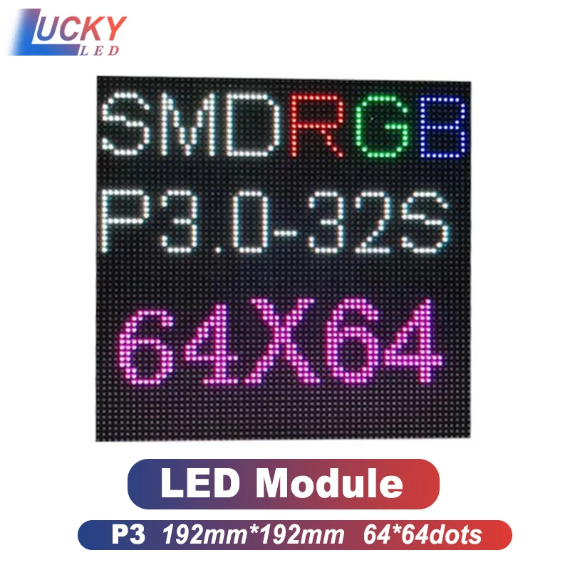 LED Matrix Screen TV 64x64 pixel P3 module 192x192 mm HUB75E interface Indoor LED advertising display led screen factory
LED Matrix Screen TV 64x64 pixel P3 module 192x192 mm HUB75E interface Indoor LED advertising display led screen factory