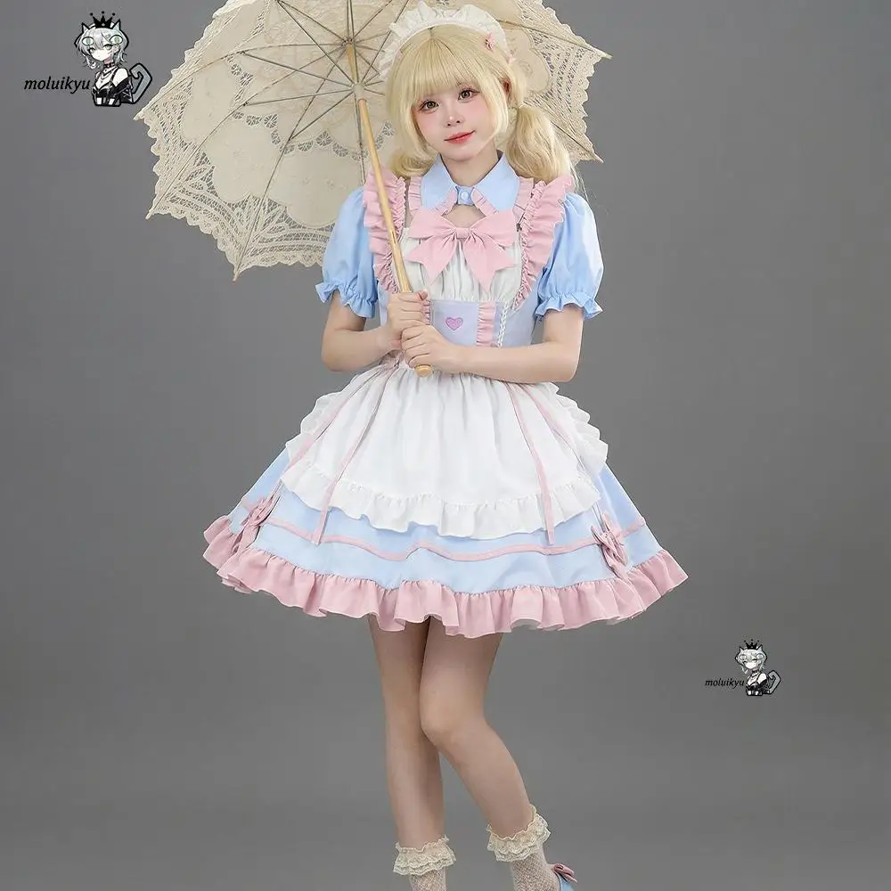 Kawaii Sweet Lolita Maid Dress Women Japanese Cosplay Costume Cute Bow Maid Dress Coffee Shop Halloween Party Costumes Rainbow
Kawaii Sweet Lolita Maid Dress Women Japanese Cosplay Costume Cute Bow Maid Dress Coffee Shop Halloween Party Costumes Rainbow