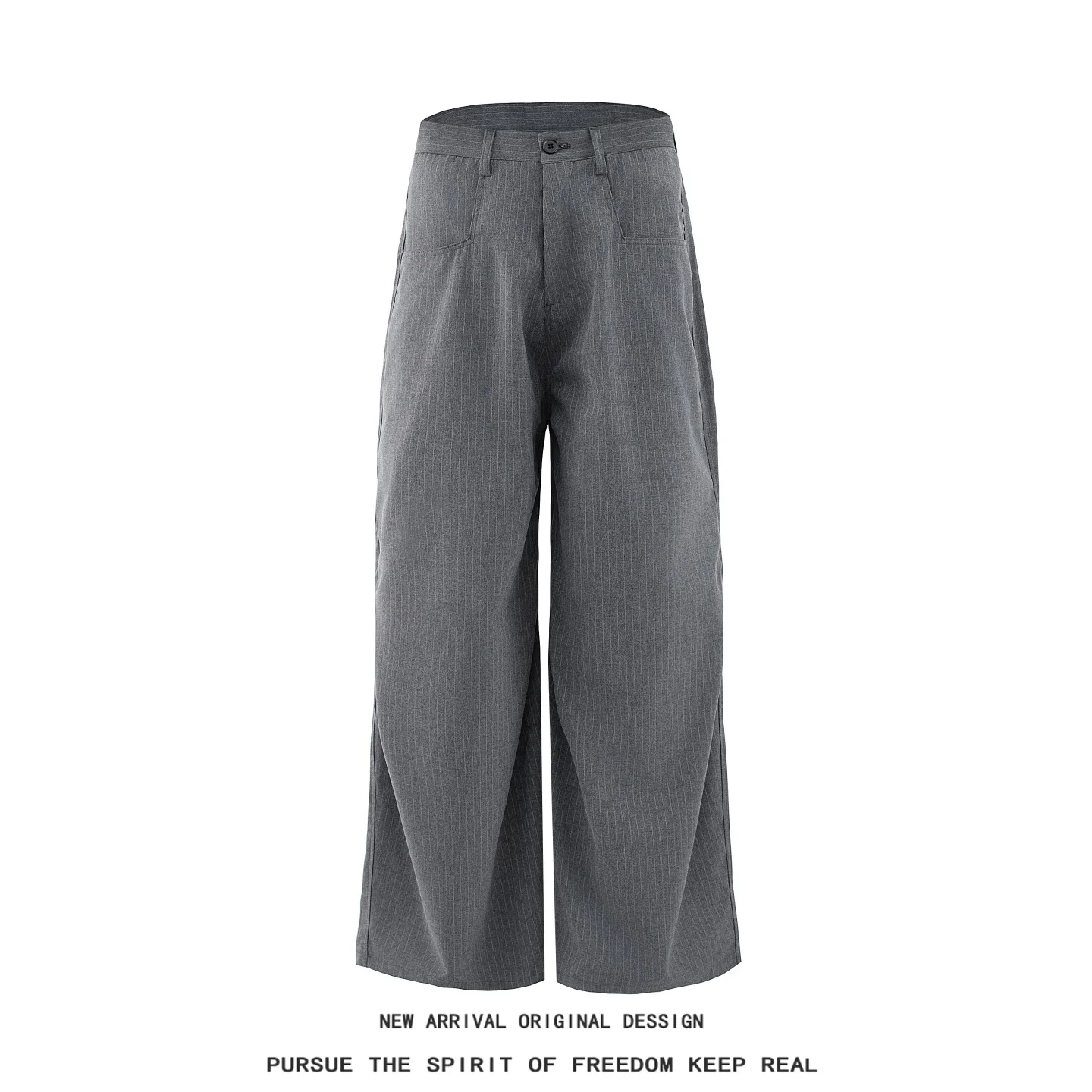 Elegant Grey Stripe Drapey Casual Men's West Pants American Pocket Wide Leg Cleanfit Long Trousers Loose Fit Summer Leisure
Elegant Grey Stripe Drapey Casual Men's West Pants American Pocket Wide Leg Cleanfit Long Trousers Loose Fit Summer Leisure