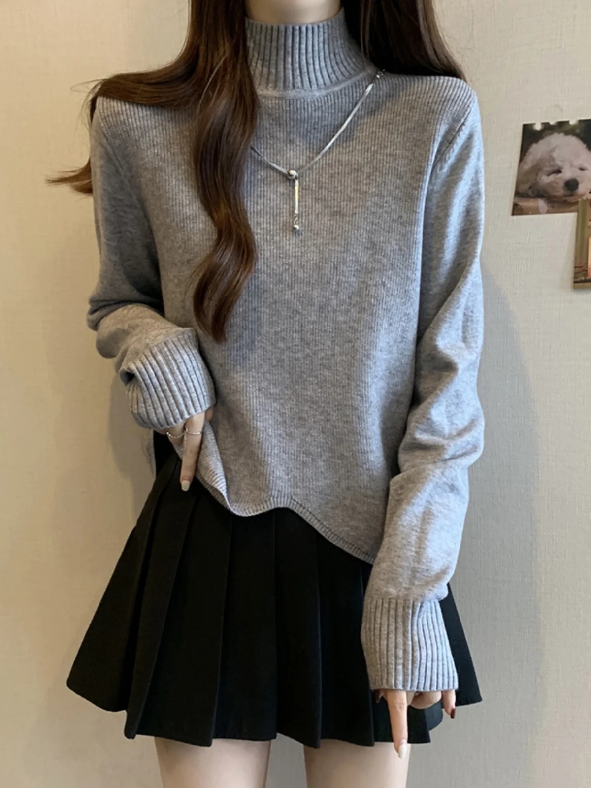 Women's Knitted Sweater f High Collar ort Sle Autumn Winter Boting irt Inner Wear plus Size Slimming Irregular
Women's Knitted Sweater f High Collar ort Sle Autumn Winter Boting irt Inner Wear plus Size Slimming Irregular