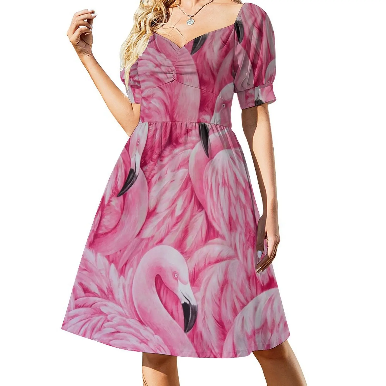 Pink Flamingo Pattern Short Sleeved Dress Woman dresses elegant dress dress korean style
Pink Flamingo Pattern Short Sleeved Dress Woman dresses elegant dress dress korean style