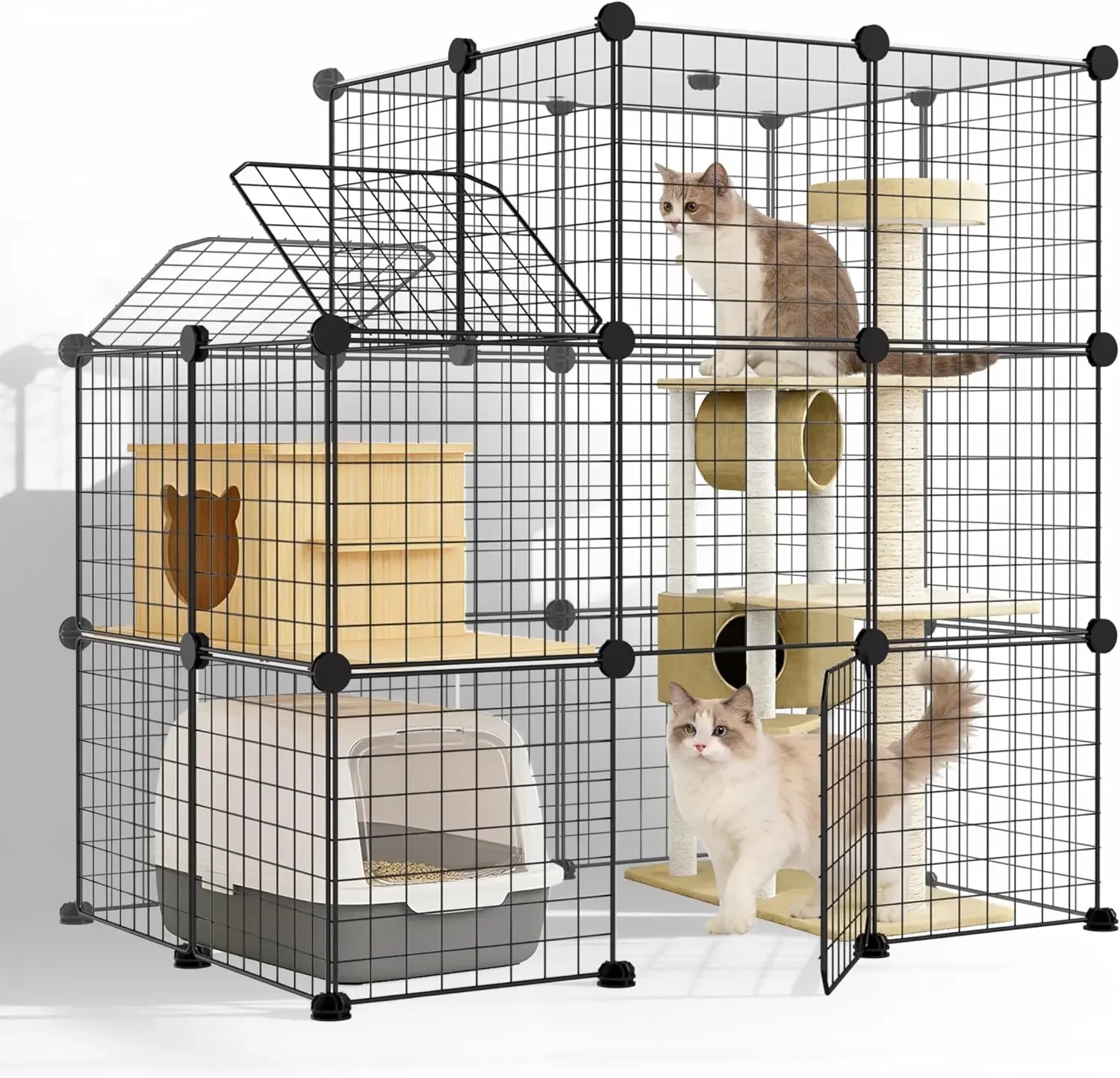3-Tier DIY Cat Cage with Skylight, Foldable, 43.7in, for Multiple Pets
3-Tier DIY Cat Cage with Skylight, Foldable, 43.7in, for Multiple Pets