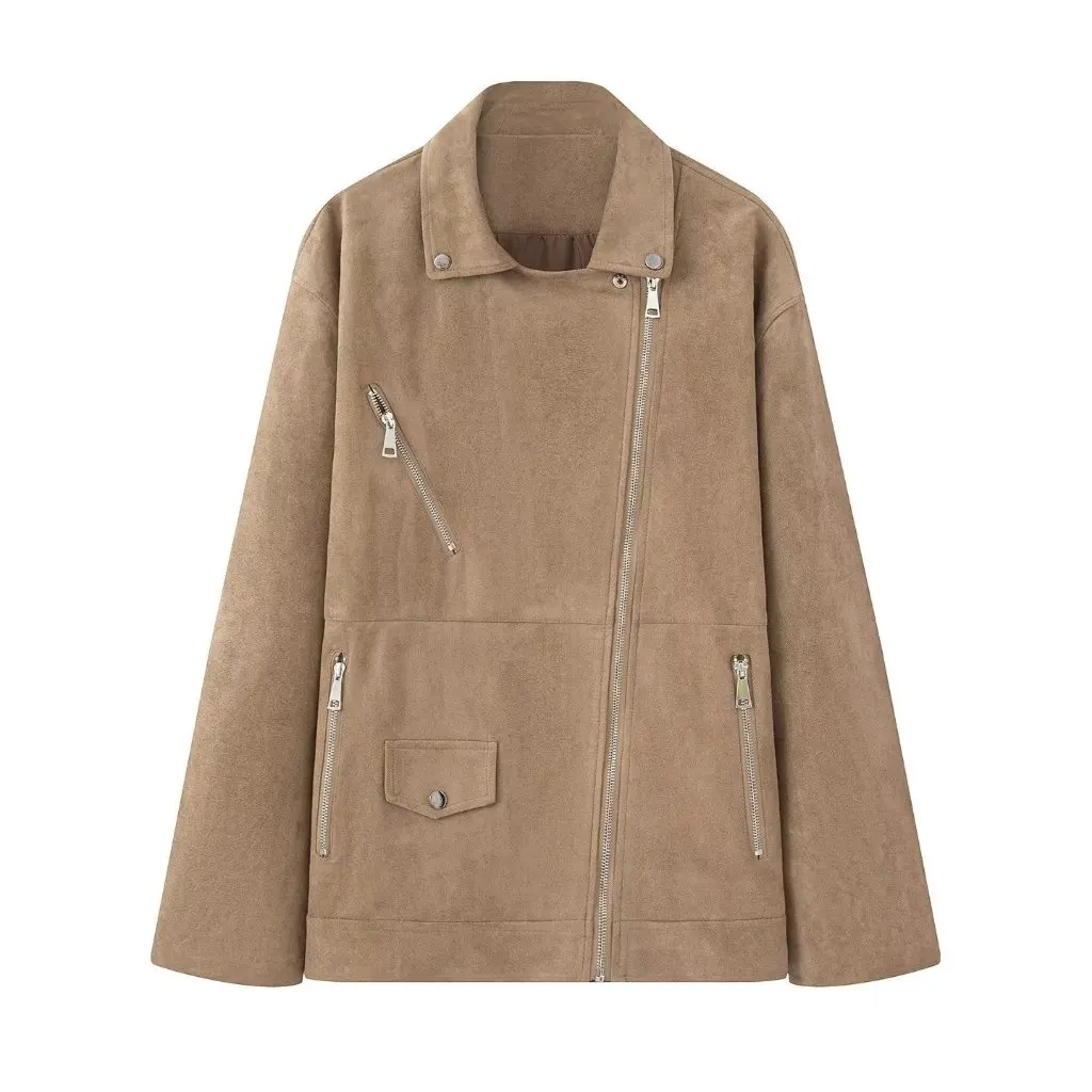 Women's Fashion Motorcycle Style Jacket Autumn New Velour Texture Effect Transoceanic European And American Style Collar Coat
Women's Fashion Motorcycle Style Jacket Autumn New Velour Texture Effect Transoceanic European And American Style Collar Coat
