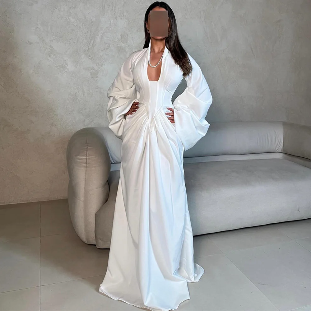 Formal White Long Sleeves Evening Dress Customized Temperament Lantern Sleeve Celebrity Gowns Mermaid Sweep Train Party Dress
Formal White Long Sleeves Evening Dress Customized Temperament Lantern Sleeve Celebrity Gowns Mermaid Sweep Train Party Dress