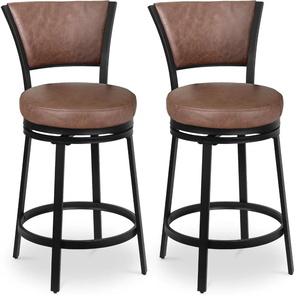 Bar Stools, Counter Height Barstools Set of 2, 25 Faux Leather Metal Round Swivel Bar Chairs with Back, Modern Upholstered Count
Bar Stools, Counter Height Barstools Set of 2, 25 Faux Leather Metal Round Swivel Bar Chairs with Back, Modern Upholstered Count