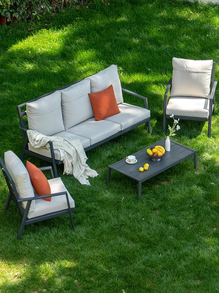 Outdoor charcoal gray aluminum alloy sofa rain protection sun protection rust-free courtyard garden villa open-air bed and break
Outdoor charcoal gray aluminum alloy sofa rain protection sun protection rust-free courtyard garden villa open-air bed and break