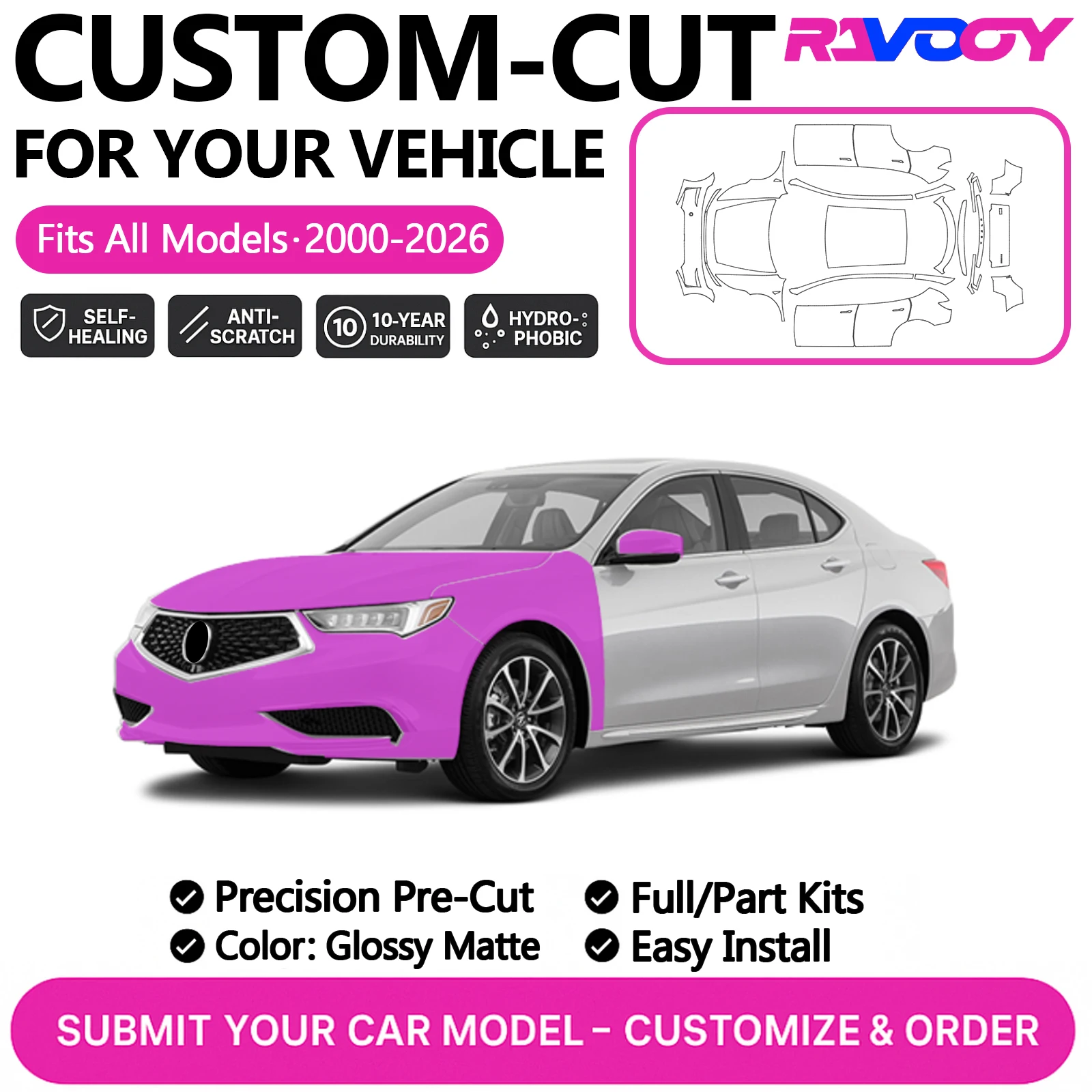 Для Acura TLX Technology Package 2018 2019 2020 2021 2022 2023 2024 Комплект предварительно вырезанной защитной пленки PPF на заказ - прозрачный матовый
Для Acura TLX Technology Package 2018 2019 2020 2021 2022 2023 2024 Комплект предварительно вырезанной защитной пленки PPF на заказ - прозрачный матовый