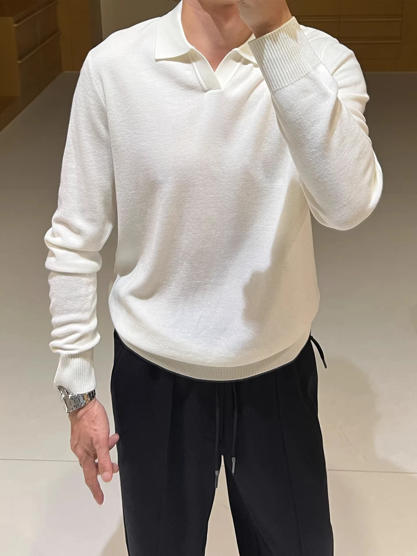 Men's Spring Autumn Knitted irt Casual Loose Pure Color Flip Collar Busin Casual Versatile Base Layer Top Coat
Men's Spring Autumn Knitted irt Casual Loose Pure Color Flip Collar Busin Casual Versatile Base Layer Top Coat