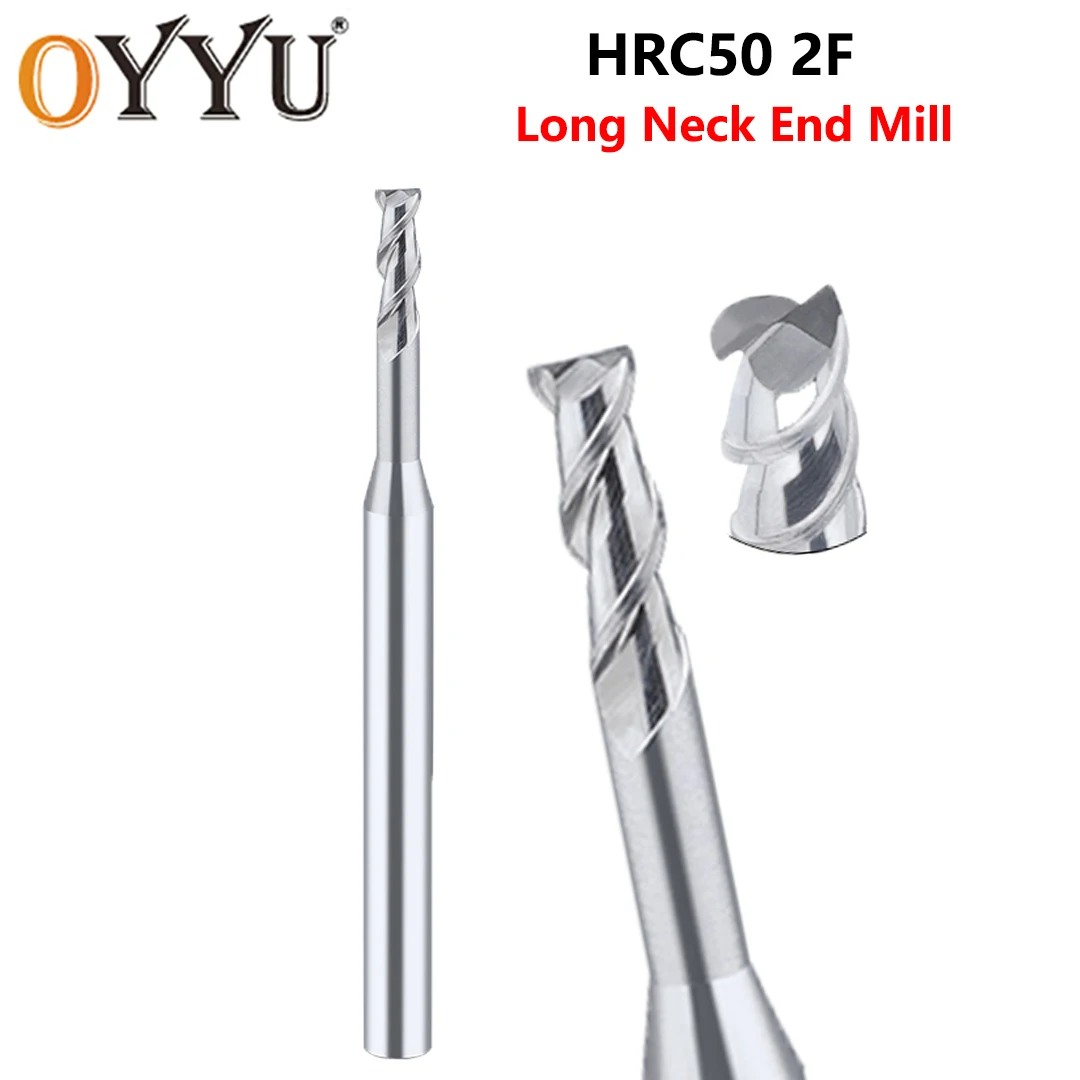 OYYU HRC50 2 Flute Carbide Micro Diameter Deep Groove Long Neck End Mills CNC Milling Cutter Tools for Aluminum 0.2mm-3mm
OYYU HRC50 2 Flute Carbide Micro Diameter Deep Groove Long Neck End Mills CNC Milling Cutter Tools for Aluminum 0.2mm-3mm