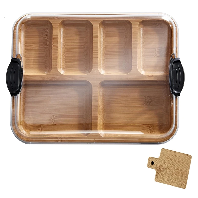 Build-A-Board Cutting Board With Compartments And Clear Locking Lid For Charcuterie Snacks, Bamboo With Bottle Opener
Build-A-Board Cutting Board With Compartments And Clear Locking Lid For Charcuterie Snacks, Bamboo With Bottle Opener