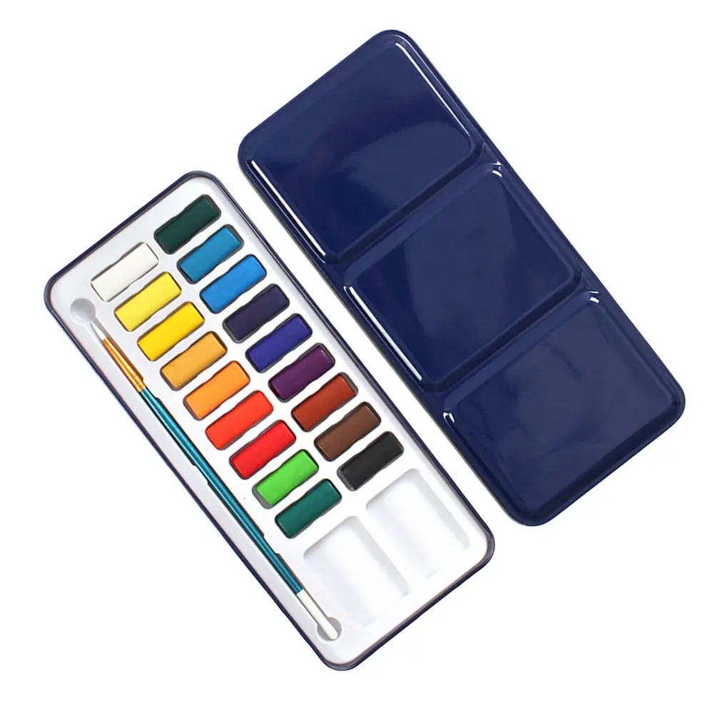 Набор акварельных красок в твердых кюветах, портативный набор для рисования с кистью, металлическая коробка, поддон для смешивания, для художников и детей
Набор акварельных красок в твердых кюветах, портативный набор для рисования с кистью, металлическая коробка, поддон для смешивания, для художников и детей