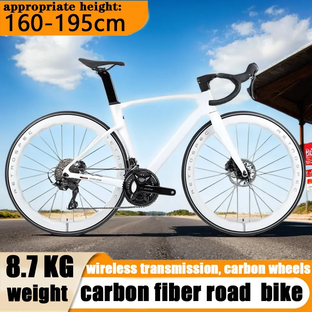 CYCLONE carbon fiber road bike 24Speed wireless transmission kit Road Racing Bicycle oil disc brake gravel bicicleta carbon rim
CYCLONE carbon fiber road bike 24Speed wireless transmission kit Road Racing Bicycle oil disc brake gravel bicicleta carbon rim