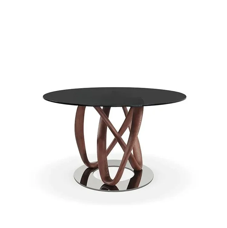 Italian minimalist light luxury modern living room glass surface solid wood round dining table stainless steel base designer
Italian minimalist light luxury modern living room glass surface solid wood round dining table stainless steel base designer
